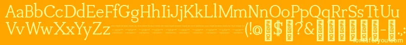 TuganoDemo-Schriftart – Gelbe Schriften auf orangefarbenem Hintergrund