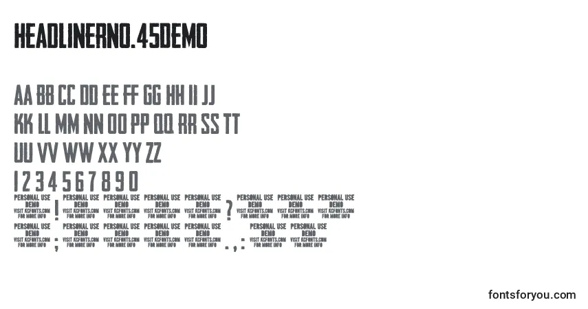 Шрифт Headlinerno.45Demo – алфавит, цифры, специальные символы