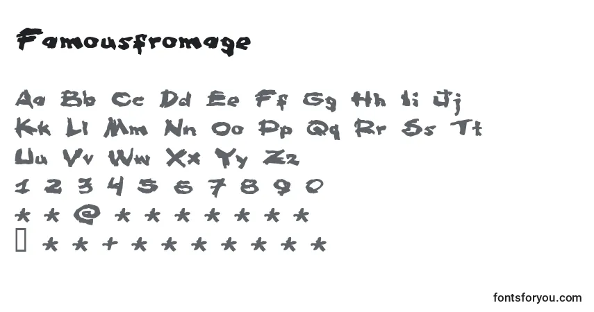 Czcionka Famousfromage – alfabet, cyfry, specjalne znaki