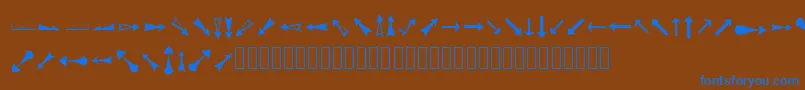 Czcionka ArrowsAdf – niebieskie czcionki na brązowym tle
