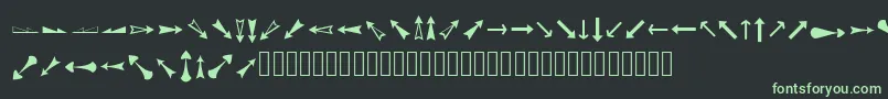 フォントArrowsAdf – 黒い背景に緑の文字