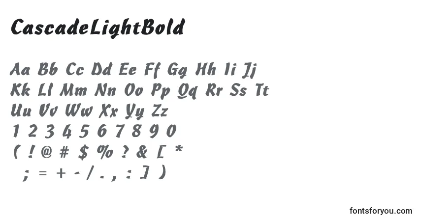 A fonte CascadeLightBold – alfabeto, números, caracteres especiais