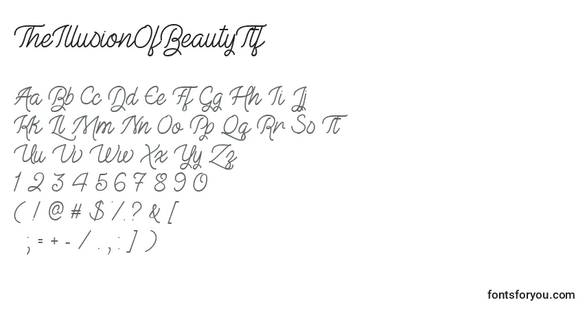Fuente TheIllusionOfBeautyTtf - alfabeto, números, caracteres especiales