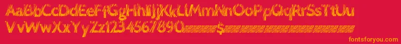 Weitere Informationen zur Lovescratch-Schriftart Lovescratch-Schriftart – Orangefarbene Schriften auf rotem Hintergrund