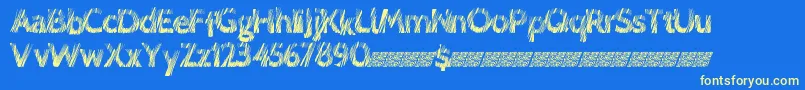Lovescratch-Schriftart – Gelbe Schriften auf blauem Hintergrund
