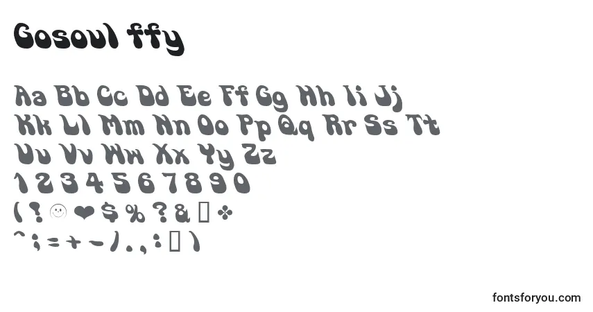 Czcionka Gosoul ffy – alfabet, cyfry, specjalne znaki