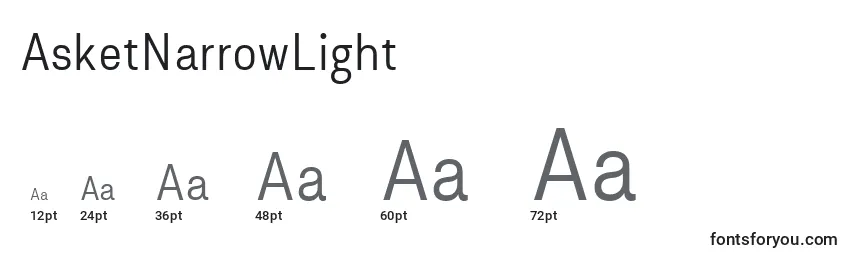 Größen der Schriftart AsketNarrowLight (45628)