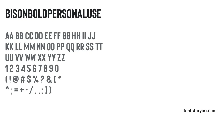 A fonte BisonBoldpersonaluse – alfabeto, números, caracteres especiais
