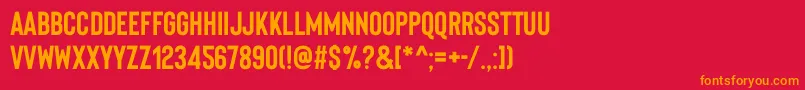BisonBoldpersonaluse-Schriftart – Orangefarbene Schriften auf rotem Hintergrund