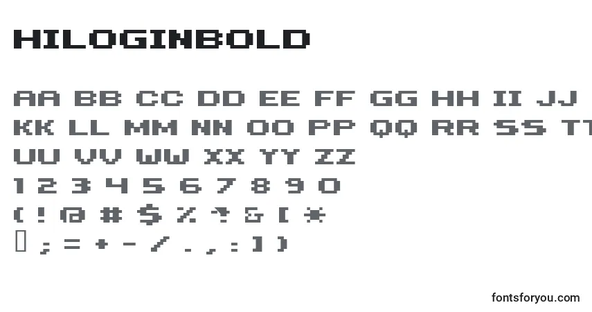 Schriftart Hiloginbold – Alphabet, Zahlen, spezielle Symbole