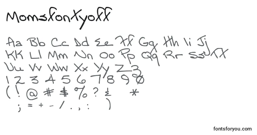 Шрифт Momsfontyoff – алфавит, цифры, специальные символы