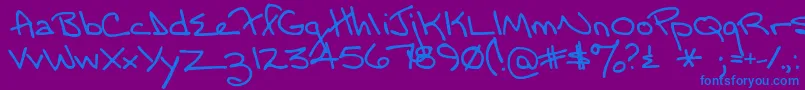 Momsfontyoff-Schriftart – Blaue Schriften auf violettem Hintergrund