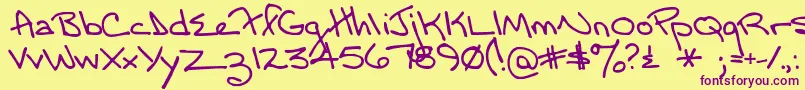 Momsfontyoff Font – Purple Fonts on Yellow Background