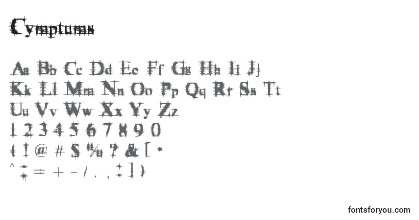 Czcionka Cymptums – alfabet, cyfry, specjalne znaki