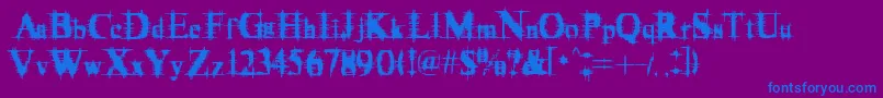 Cymptums-Schriftart – Blaue Schriften auf violettem Hintergrund