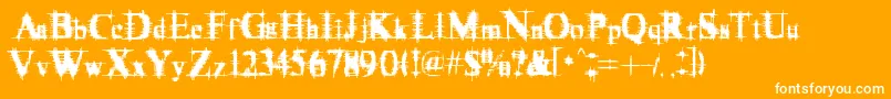 Cymptums-Schriftart – Weiße Schriften auf orangefarbenem Hintergrund