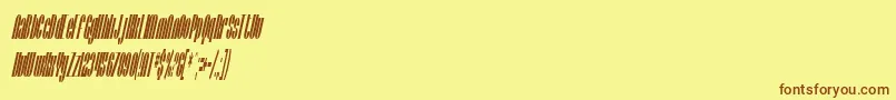 Weitere Informationen zur SfBaroquesqueCondensedOblique-Schriftart SfBaroquesqueCondensedOblique-Schriftart – Braune Schriften auf gelbem Hintergrund