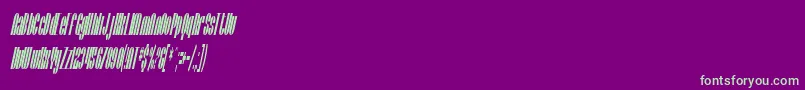 SfBaroquesqueCondensedOblique-Schriftart – Grüne Schriften auf violettem Hintergrund
