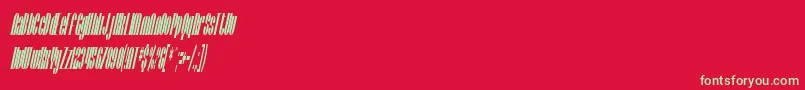 SfBaroquesqueCondensedOblique-Schriftart – Grüne Schriften auf rotem Hintergrund
