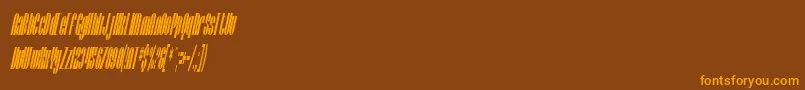 Więcej informacji o czcionce SfBaroquesqueCondensedOblique Czcionka SfBaroquesqueCondensedOblique – pomarańczowe czcionki na brązowym tle