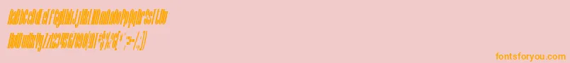 Weitere Informationen zur SfBaroquesqueCondensedOblique-Schriftart SfBaroquesqueCondensedOblique-Schriftart – Orangefarbene Schriften auf rosa Hintergrund