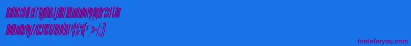 SfBaroquesqueCondensedOblique-Schriftart – Violette Schriften auf blauem Hintergrund