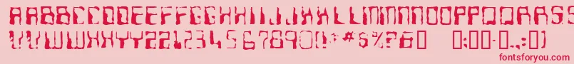 Fonte Ninteen77 – fontes vermelhas em um fundo rosa