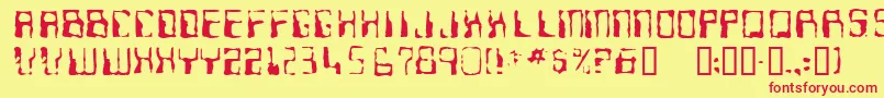 フォントNinteen77 – 赤い文字の黄色い背景