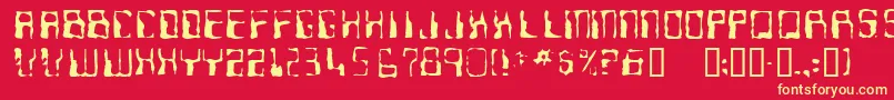 Ninteen77-Schriftart – Gelbe Schriften auf rotem Hintergrund