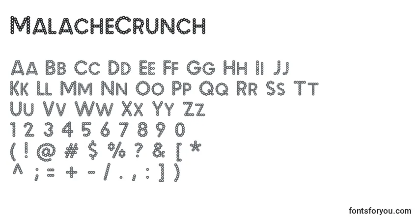 Czcionka MalacheCrunch – alfabet, cyfry, specjalne znaki