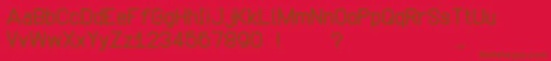 Simpetico-Schriftart – Braune Schriften auf rotem Hintergrund