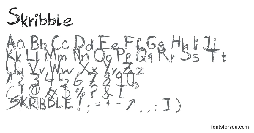 Czcionka Skribble – alfabet, cyfry, specjalne znaki