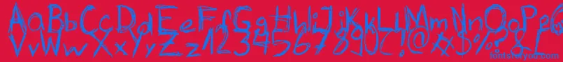 Skribble Font – Blue Fonts on Red Background