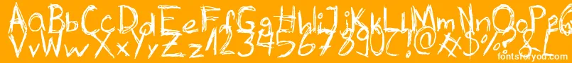 Skribble-Schriftart – Weiße Schriften auf orangefarbenem Hintergrund