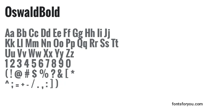 Шрифт OswaldBold – алфавит, цифры, специальные символы