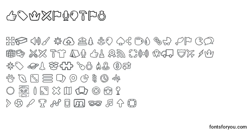Fuente OutlineMix - alfabeto, números, caracteres especiales