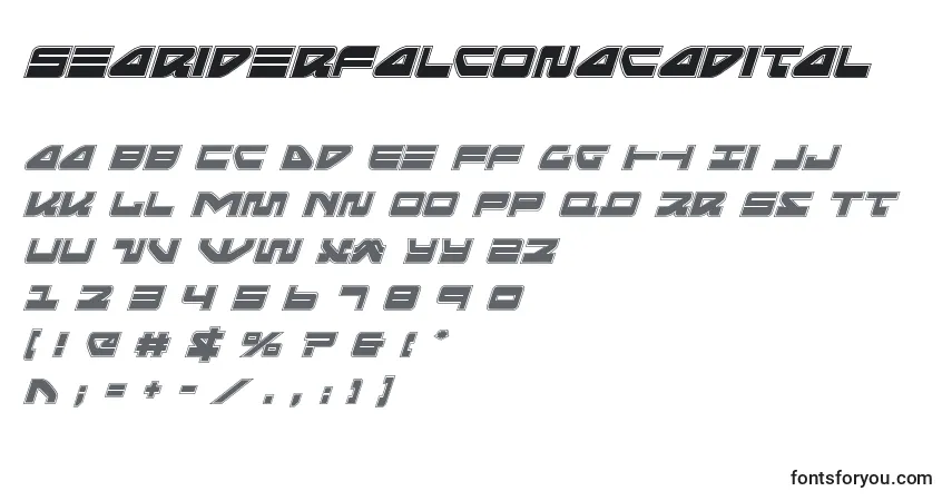 A fonte Seariderfalconacadital – alfabeto, números, caracteres especiais