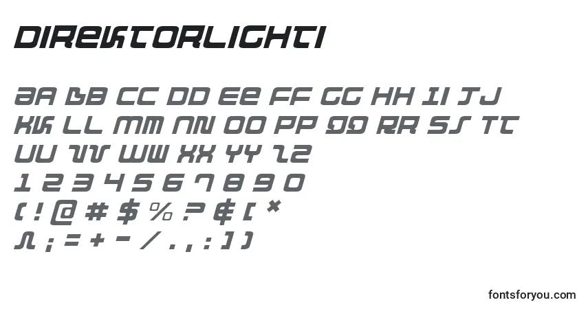 Шрифт Direktorlighti – алфавит, цифры, специальные символы