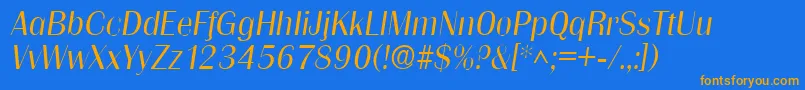 GrenobleLightSfItalic Font – Orange Fonts on Blue Background
