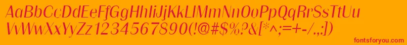 GrenobleLightSfItalic Font – Red Fonts on Orange Background