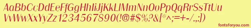 GrenobleLightSfItalic Font – Red Fonts on Yellow Background