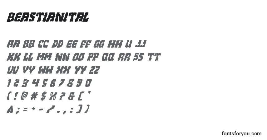 A fonte Beastianital – alfabeto, números, caracteres especiais
