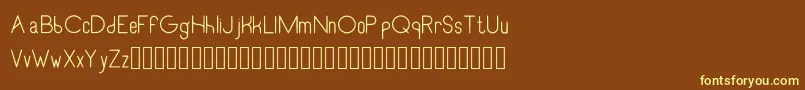 RecinosscriptLight-Schriftart – Gelbe Schriften auf braunem Hintergrund