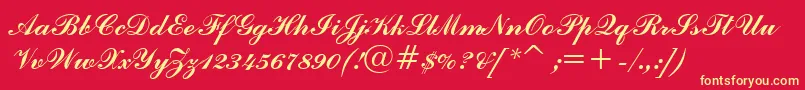 CommercialScriptBt Font – Yellow Fonts on Red Background