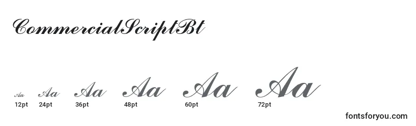 CommercialScriptBt Font Sizes