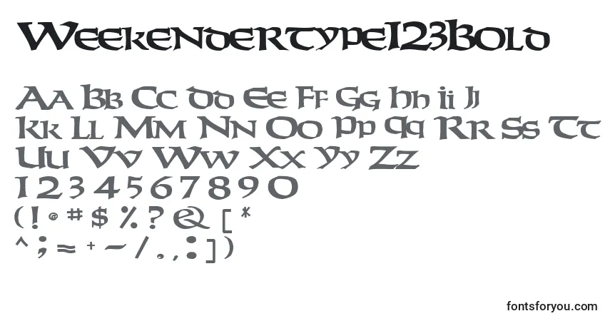 A fonte Weekendertype123Bold – alfabeto, números, caracteres especiais