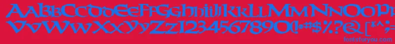 Weekendertype123Bold Font – Blue Fonts on Red Background