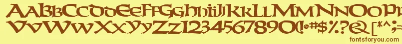 Czcionka Weekendertype123Bold – brązowe czcionki na żółtym tle