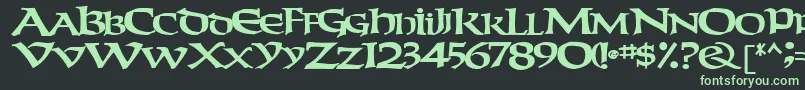 フォントWeekendertype123Bold – 黒い背景に緑の文字