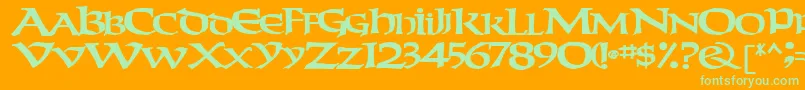 Weekendertype123Bold-Schriftart – Grüne Schriften auf orangefarbenem Hintergrund